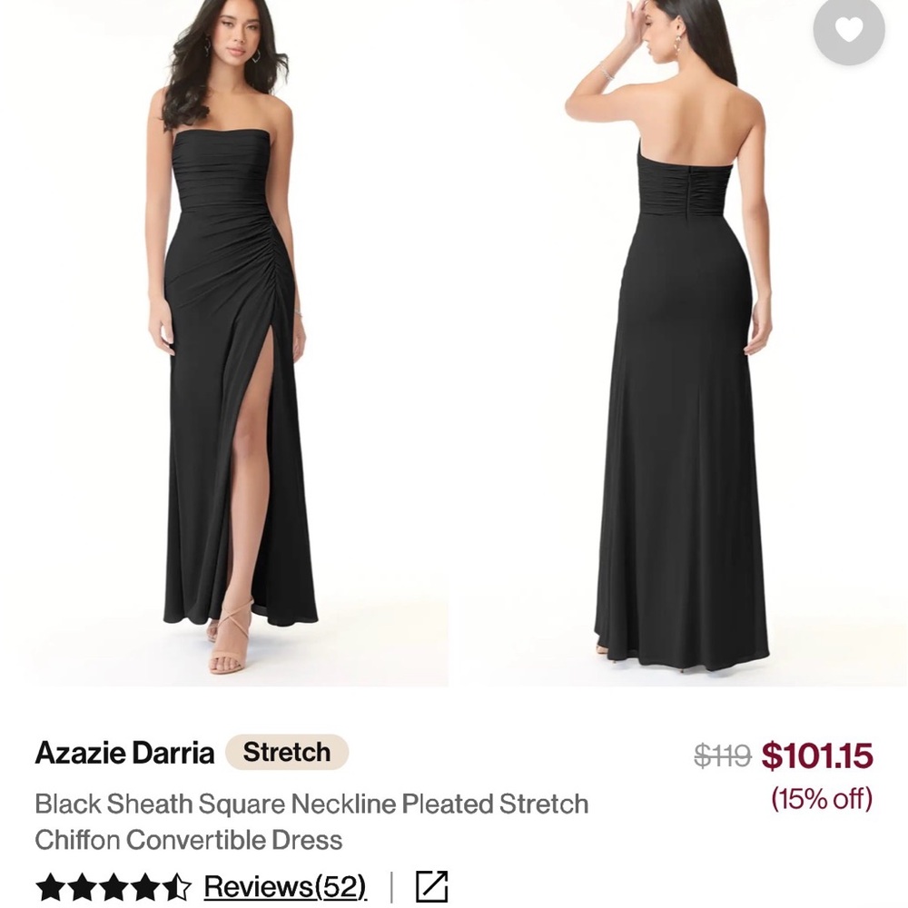 Azazie Strapless Black Sheath Dress